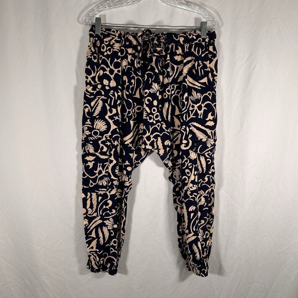 HEI HEI Pants Womens Medium Cropped Cargo Pockets Pull On Drawstring Lightwieght